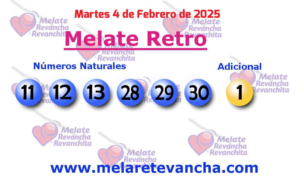 Melate. Resultados del Melate, Retro, Revancha y Revanchita